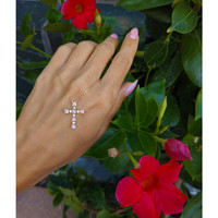 0.84 Ct. Pink Sapphire and Natural Diamond Religious Necklace, 14K Yellow Gold Life Style