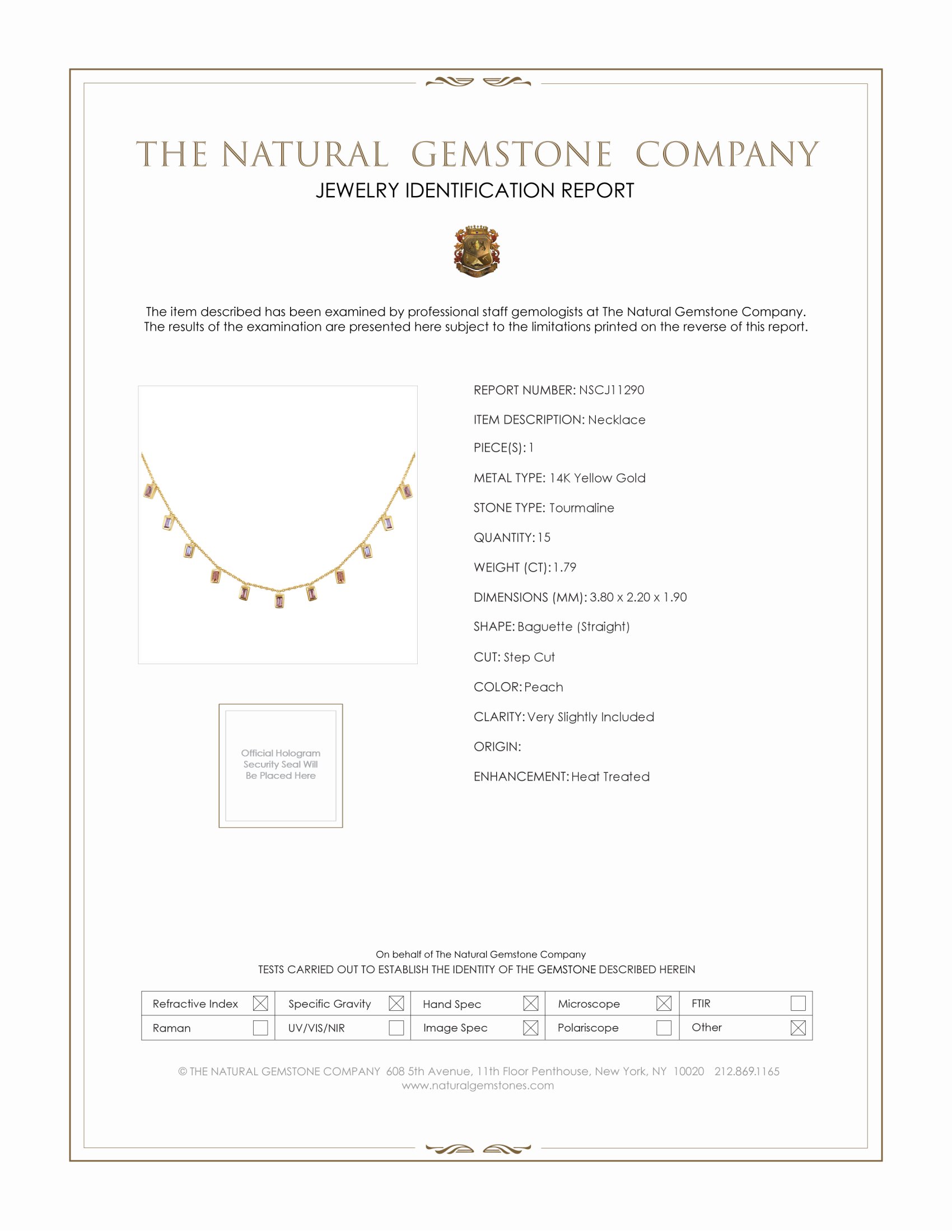 1.79 Ct. Tourmaline Bezel Necklace, 14K Yellow Gold