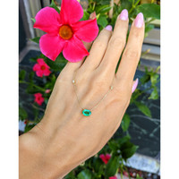 0.73 Ct. Emerald and Natural Diamond Accent Stones Necklace, 14K Yellow Gold Life Style