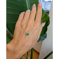 0.73 Ct. Emerald and Natural Diamond Accent Stones Necklace, 14K Yellow Gold Life Style