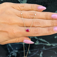 0.87 Ct. Ruby Natural Diamond Accent Stones Necklace, 14K Yellow Gold Life Style