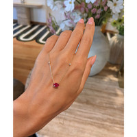 0.87 Ct. Ruby Natural Diamond Accent Stones Necklace, 14K Yellow Gold Life Style