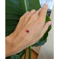 0.87 Ct. Ruby Natural Diamond Accent Stones Necklace, 14K Yellow Gold Life Style