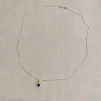 0.72 Ct. Blue Sapphire and Natural Diamond Bezel Pendant, 14K White Gold Image