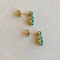 1.28 Ct.Tw. Emerald Emerald Studs Earrings, 14K Yellow Gold Life Style