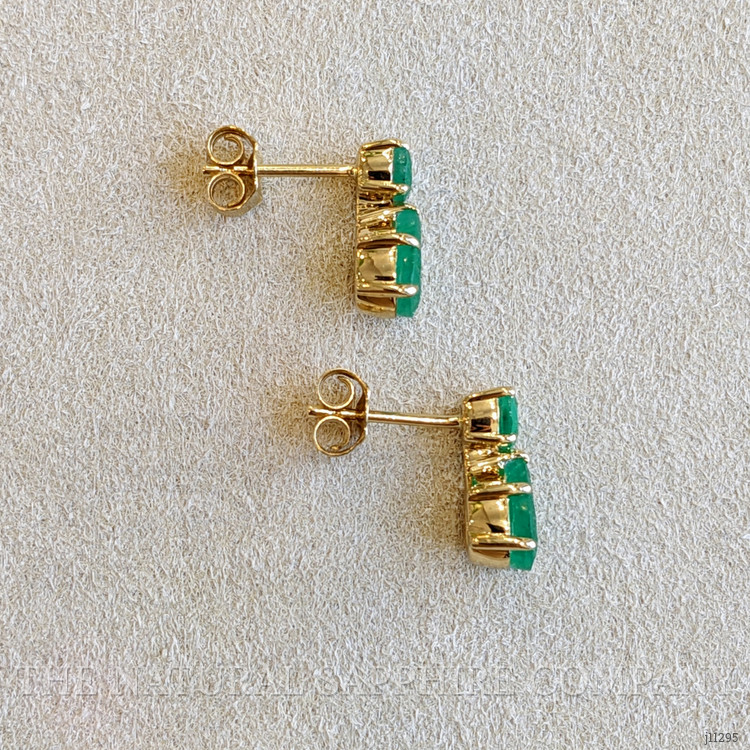 1.28 Ct.Tw. Emerald Emerald Studs Earrings, 14K Yellow Gold