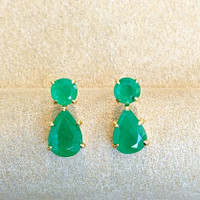 1.28 Ct.Tw. Emerald Emerald Studs Earrings, 14K Yellow Gold Life Style