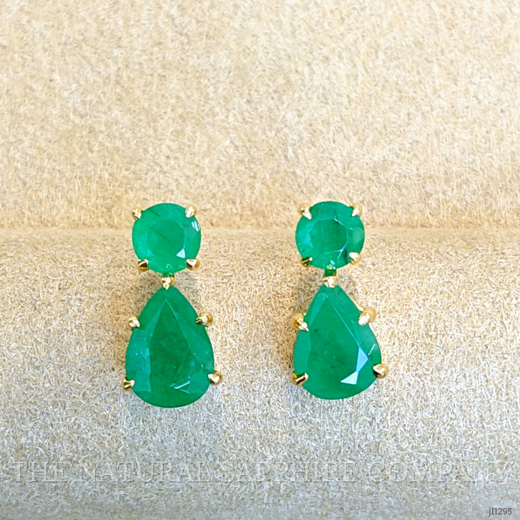 1.28 Ct.Tw. Emerald Emerald Studs Earrings, 14K Yellow Gold