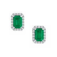 1.11 Ct.Tw. Emerald 14K White Gold earring