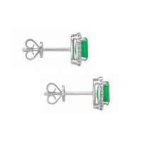 1.11 Ct.Tw. Emerald Natural Diamond Studs Earrings, 14K White Gold Image