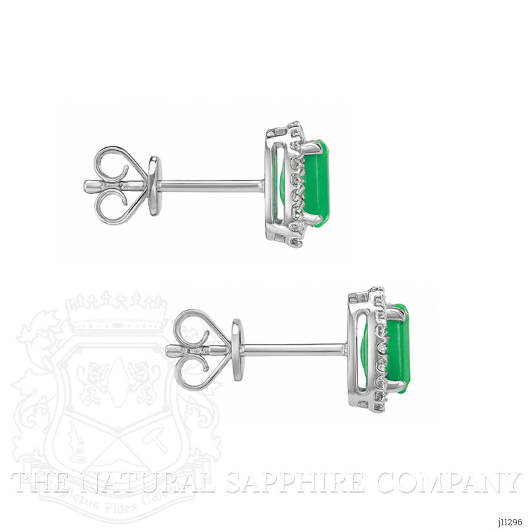 1.11 Ct.Tw. Emerald Natural Diamond Studs Earrings, 14K White Gold