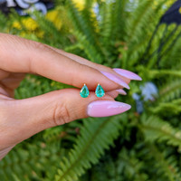 0.78 Ct.Tw. Emerald Studs Earrings, 14K Yellow Gold Life Style