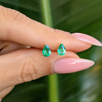 0.78 Ct.Tw. Emerald Studs Earrings, 14K Yellow Gold Life Style