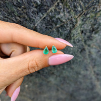 0.78 Ct.Tw. Emerald Studs Earrings, 14K Yellow Gold Life Style