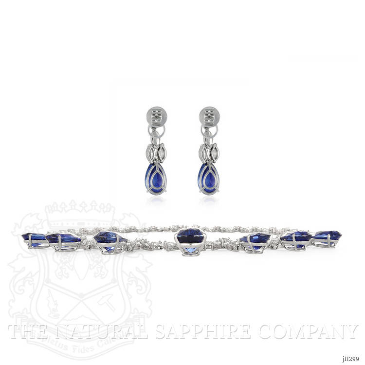 85.03 Ct. Blue Sapphire and Natural Diamond Pave Necklace, 18K White Gold