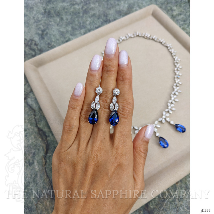 85.03 Ct. Blue Sapphire and Natural Diamond Pave Necklace, 18K White Gold