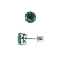 1.95&nbsp;Ct.Tw.Total Carat Weight Bluish Green Sapphire Studs Earrings, 14K White Gold Image