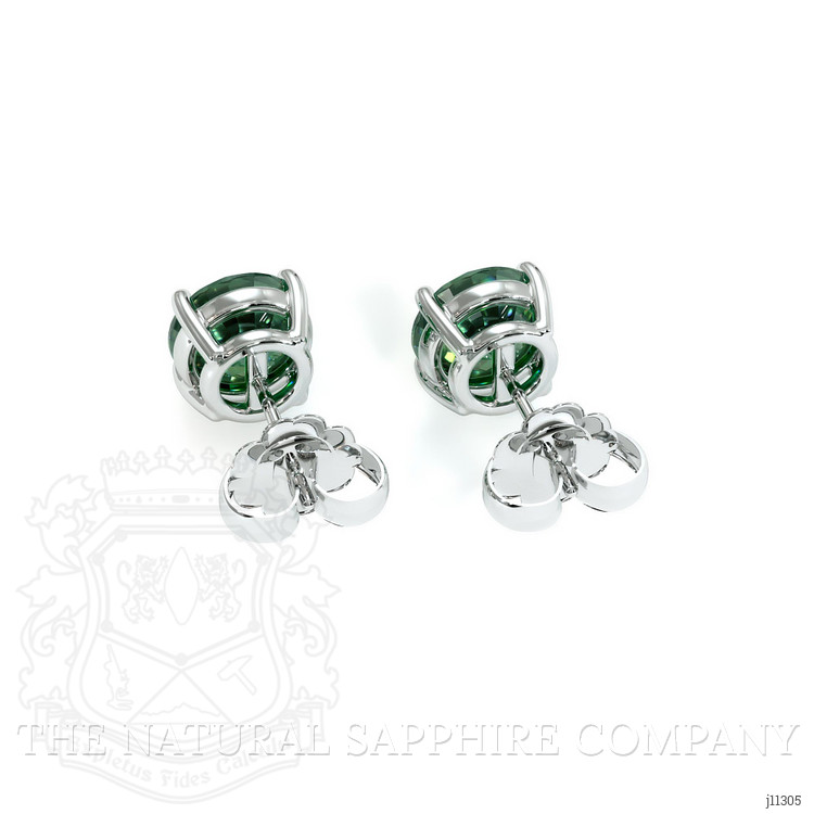 1.95 Ct.Tw. Bluish Green Sapphire Studs Earrings, 14K White Gold