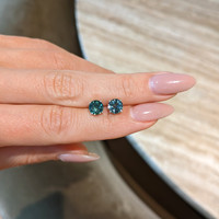 1.95&nbsp;Ct.Tw.Total Carat Weight Bluish Green Sapphire Studs Earrings, 14K White Gold Life Style