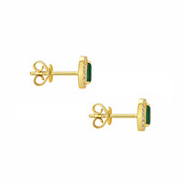0.27&nbsp;Ct.Tw.Total Carat Weight Emerald and Natural Diamond Studs Earrings, 14K Yellow Gold Image
