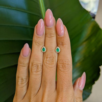 0.27&nbsp;Ct.Tw.Total Carat Weight Emerald and Natural Diamond Studs Earrings, 14K Yellow Gold Life Style