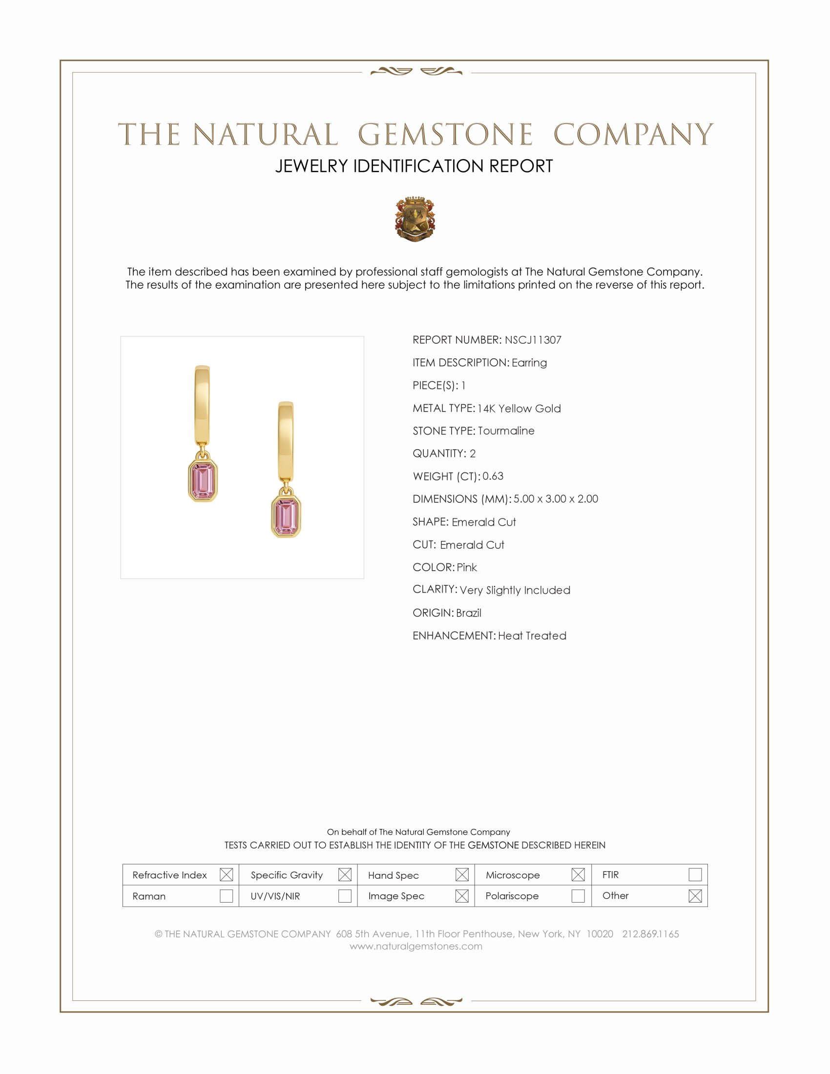 0.63 Ct.Tw. Pink Tourmaline Bezel Earrings, 14K Yellow Gold