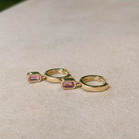 0.63 Ct.Tw. Tourmaline Bezel Earrings, 14K Yellow Gold Image
