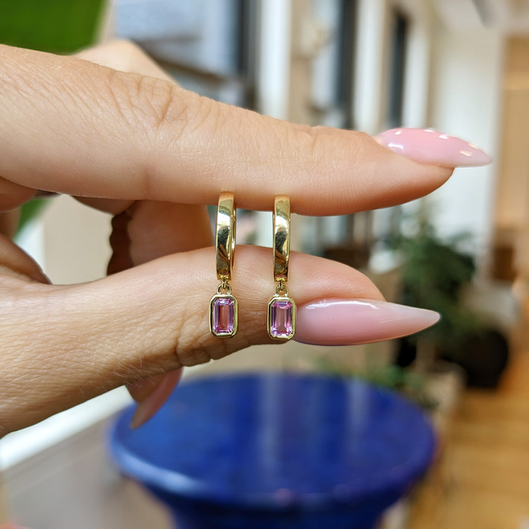 0.63 Ct.Tw. Tourmaline Bezel Earrings, 14K Yellow Gold