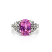 5.47 Ct. Pink Sapphire and Natural Diamond Accent Stones Ring, Platinum 950 Video