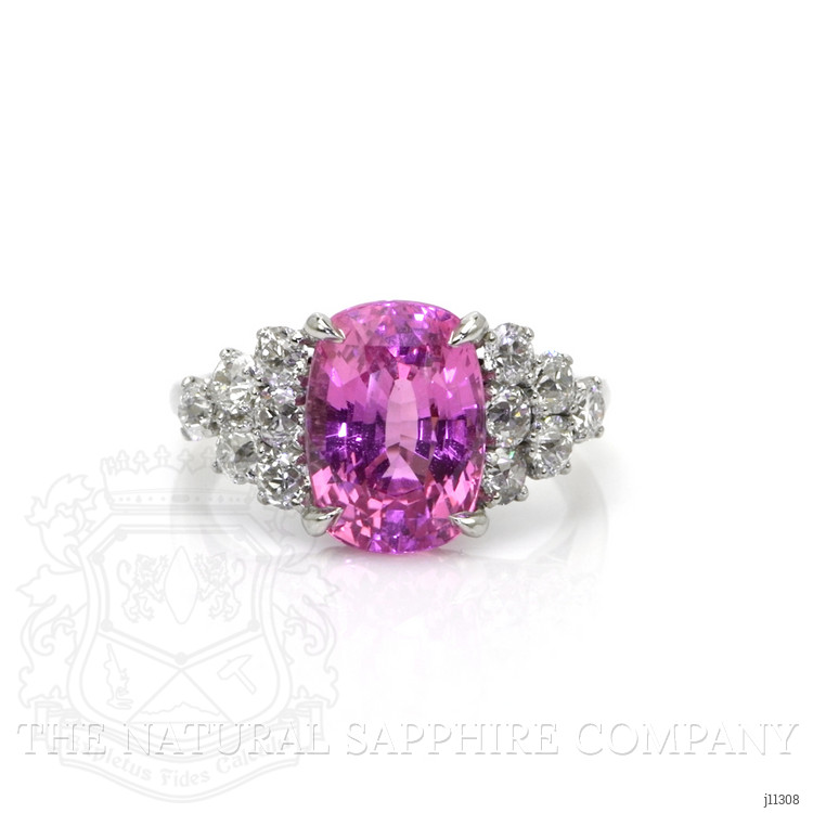 5.47 Ct. Pink Sapphire and Natural Diamond Accent Stones Ring, Platinum 950