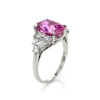 5.47 Ct. Pink Sapphire and Natural Diamond Accent Stones Ring, Platinum 950 Image