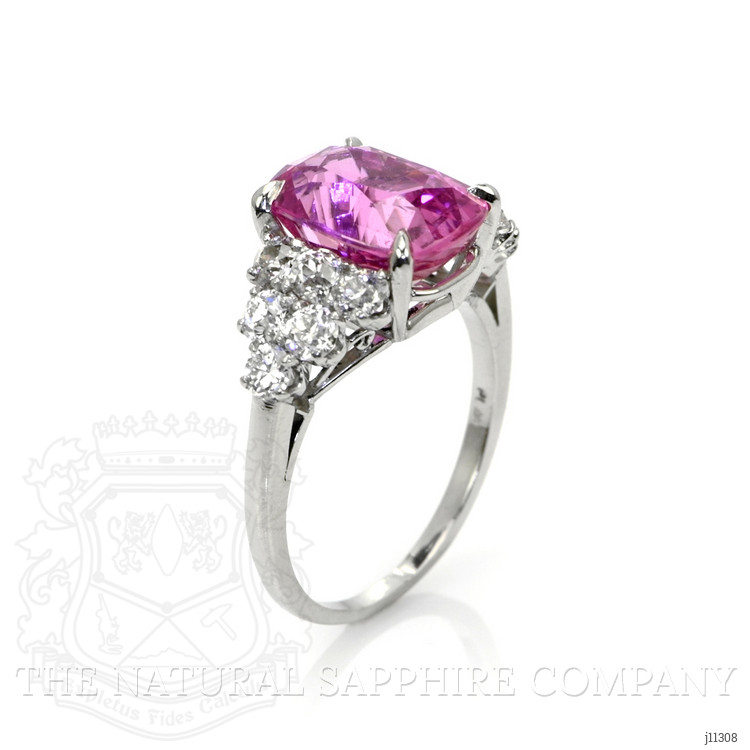 5.47 Ct. Pink Sapphire and Natural Diamond Accent Stones Ring, Platinum 950