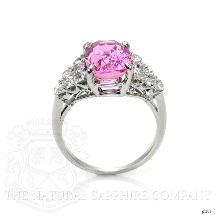 5.47 Ct. Pink Sapphire and Natural Diamond Accent Stones Ring, Platinum 950