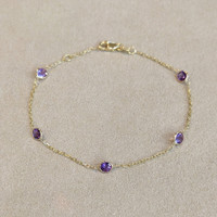 1.25 Ct.Tw. Amethyst Tennis/Riviere Bracelet, 14K Yellow Gold Image