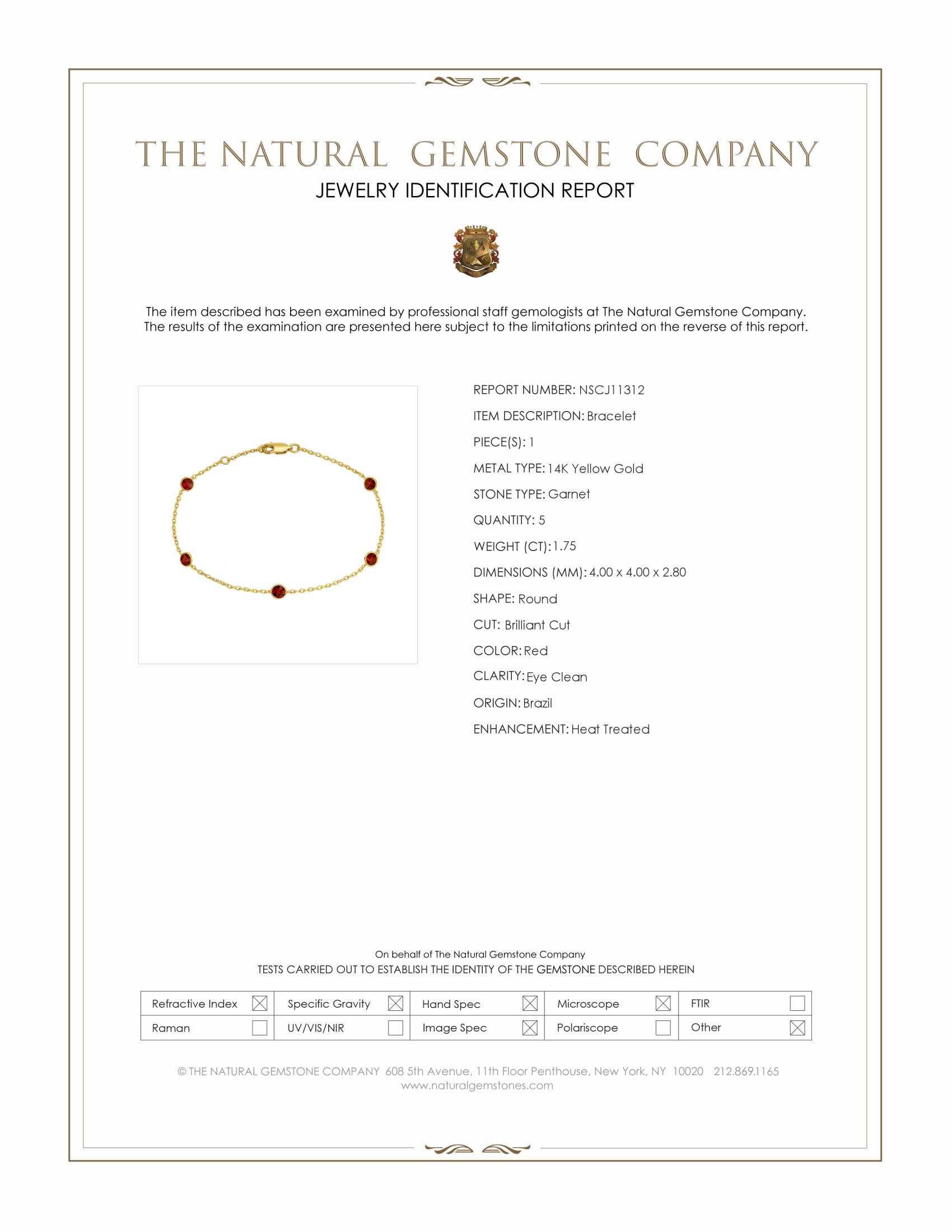 1.75 Ct.Tw. Red Garnet Bezel Bracelet, 14K Yellow Gold