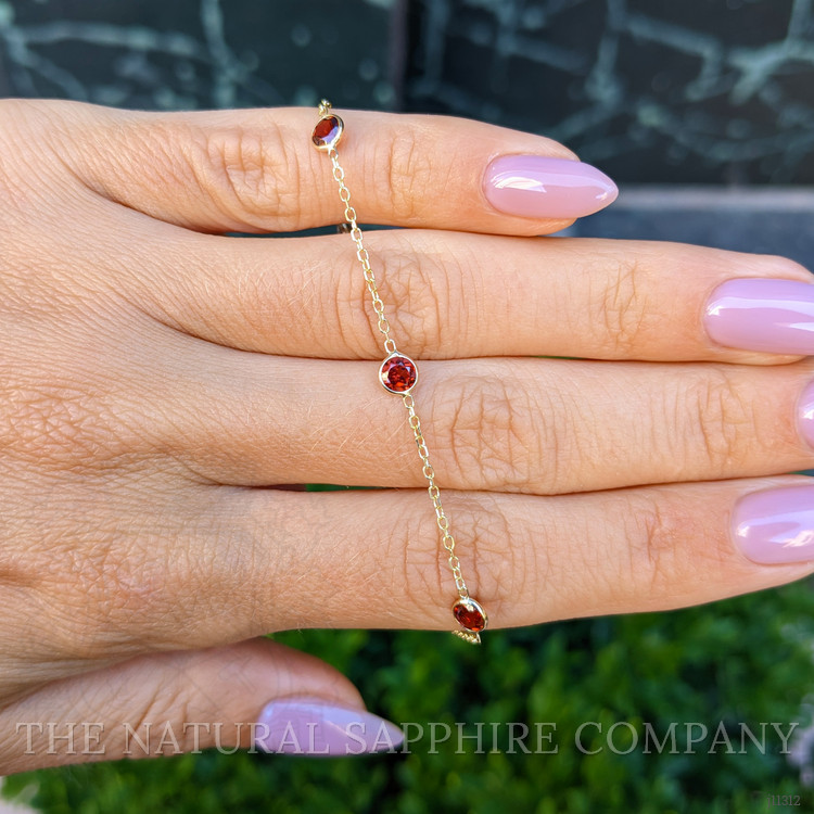 1.75 Ct.Tw. Garnet Tennis/Riviere Bracelet, 14K Yellow Gold