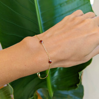 1.75 Ct.Tw. Garnet Tennis/Riviere Bracelet, 14K Yellow Gold Life Style