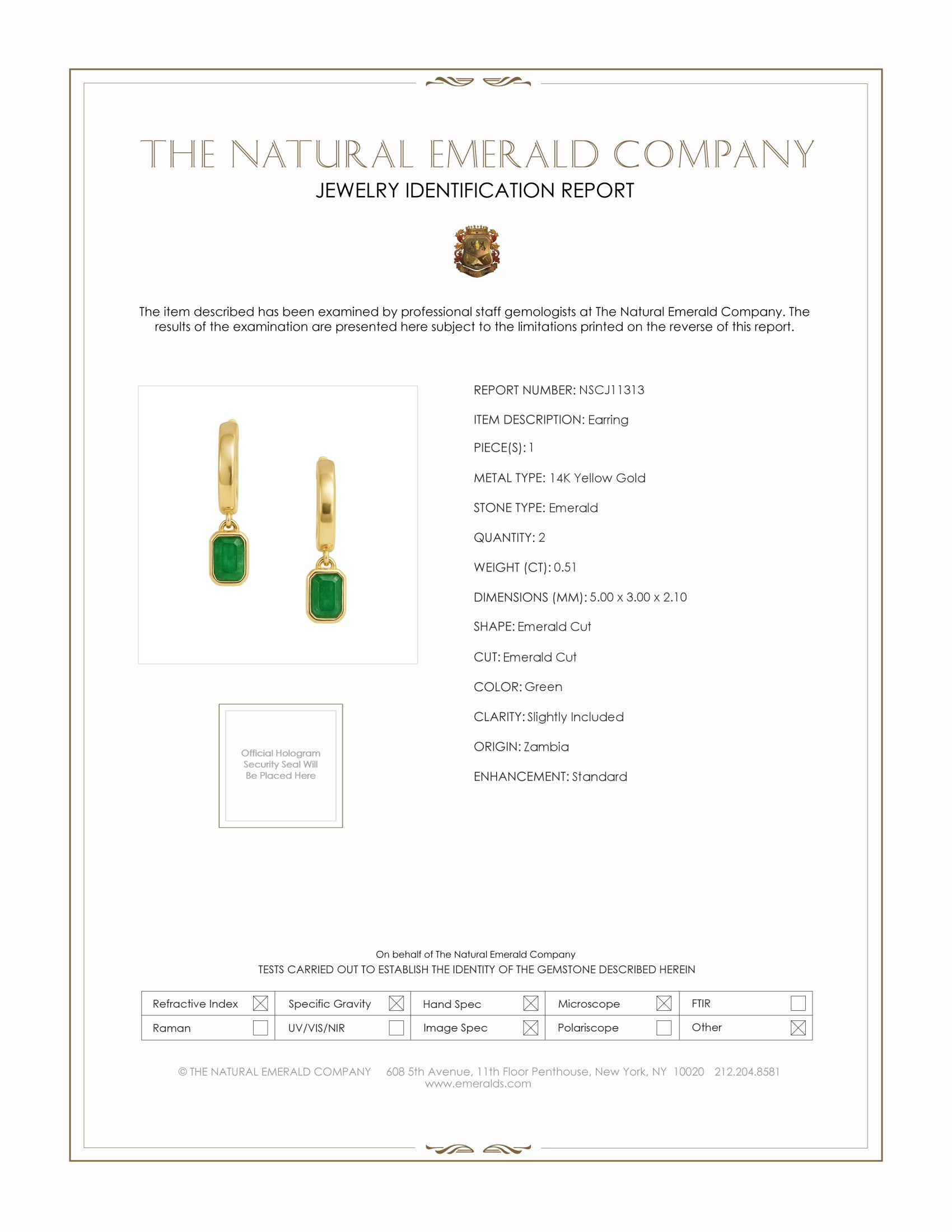 0.51 Ct.Tw. Emerald Bezel Earrings, 14K Yellow Gold