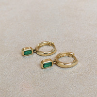 0.51 Ct.Tw. Emerald Bezel Earrings, 14K Yellow Gold Image
