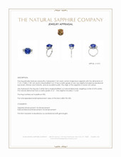 7.60 Ct. Blue Sapphire and Natural Diamond Three Stone Ring, Platinum 950 Appraisal