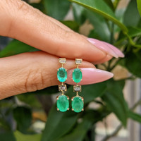 1.20 Ct.Tw. Emerald Emerald Bezel Earrings, 14K Yellow Gold Image