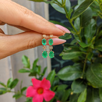 1.20 Ct.Tw. Emerald Emerald Bezel Earrings, 14K Yellow Gold Life Style