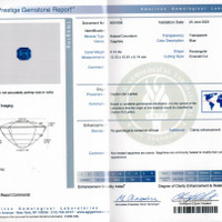 8.12 Ct. Blue Sapphire and Natural Diamond Three Stone Ring, 14K White Gold Scan Report