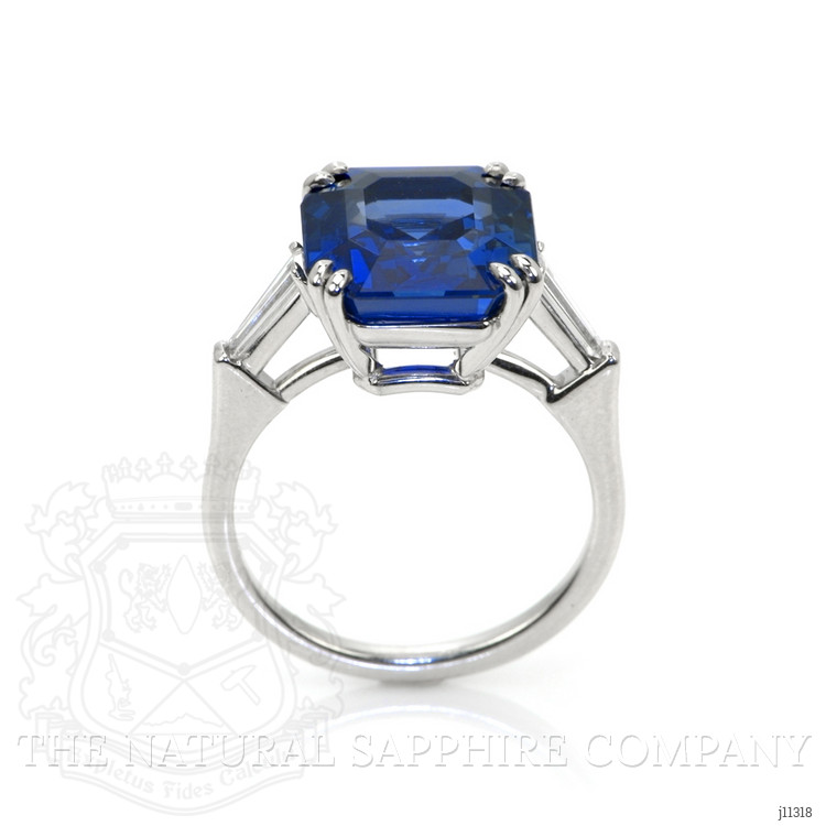 8.12 Ct. Blue Sapphire and Natural Diamond Three Stone Ring, 14K White Gold