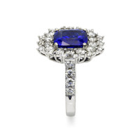 5.74 Ct. Blue Sapphire and Natural Diamond Pave Ring, Platinum 950 Image