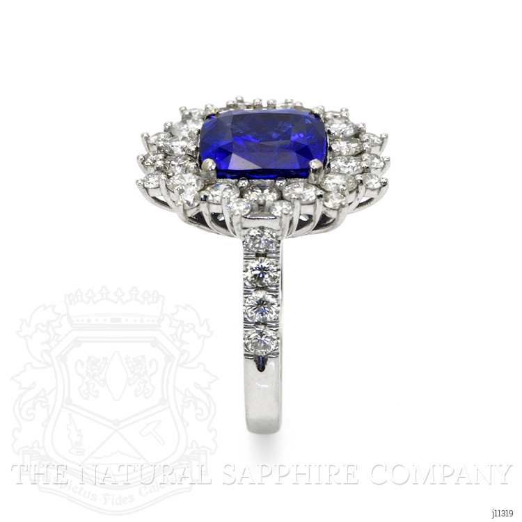5.74 Ct. Blue Sapphire and Natural Diamond Pave Ring, Platinum 950