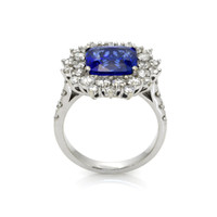 5.74 Ct. Blue Sapphire and Natural Diamond Pave Ring, Platinum 950 Image
