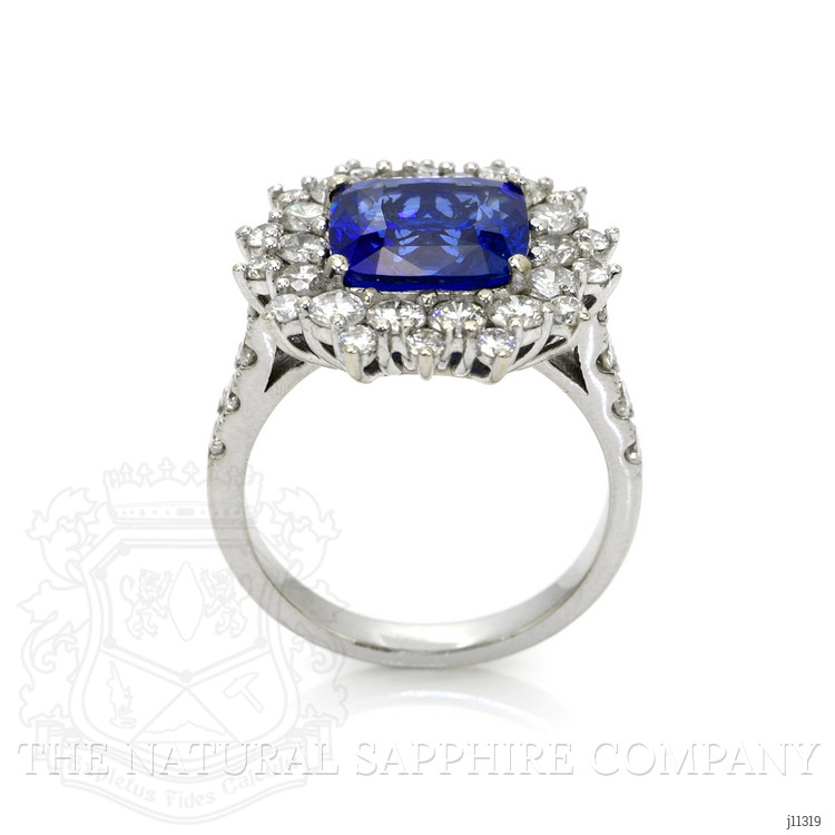5.74 Ct. Blue Sapphire and Natural Diamond Pave Ring, Platinum 950
