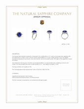 6.01 Ct. Blue Sapphire and Natural Diamond Pave Ring, Platinum 950 Appraisal