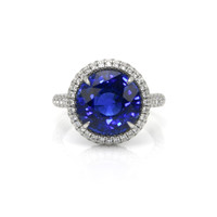 6.01 Ct. Blue Sapphire and Natural Diamond Pave Ring, Platinum 950 Video